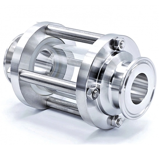 Sanitaire verre de viséur droit, inox, Clamp C-C, court | DN25 (K50.5)