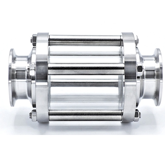 Sanitaire verre de viséur droit, inox, Clamp C-C, court | DN32 (collier 50.5mm)