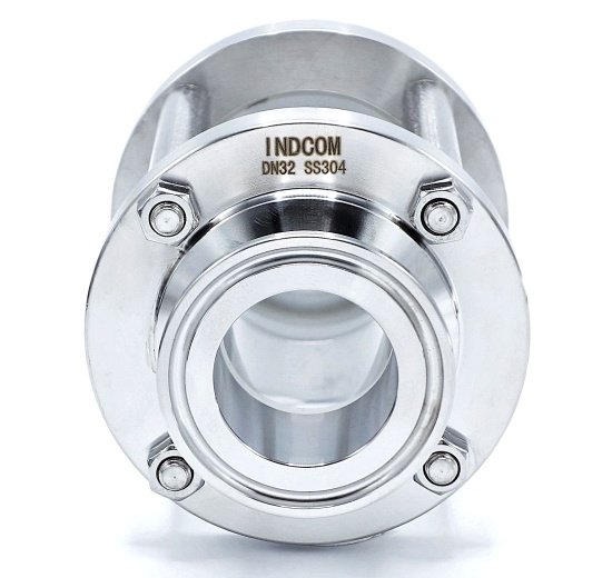 Sanitaire verre de viséur droit, inox, Clamp C-C, court | DN32 (collier 50.5mm)