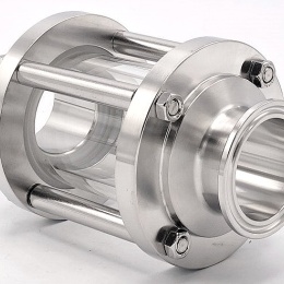 Sanitaire verre de viséur droit, inox, Clamp C-C, court | DN40 (collier 50.5mm)