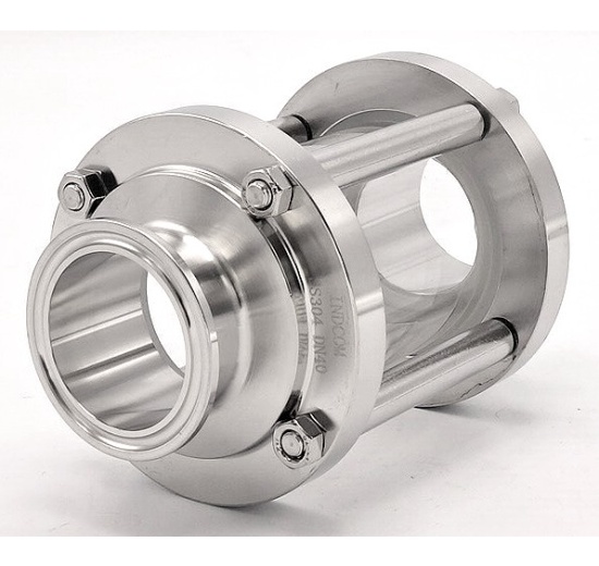 Sanitaire verre de viséur droit, inox, Clamp C-C, court | DN40 (collier 50.5mm)