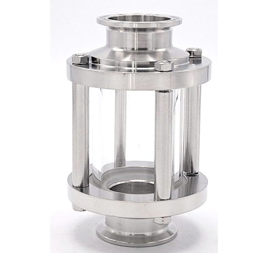 Sanitaire verre de viséur droit, inox, Clamp C-C, court | DN40 (collier 50.5mm)