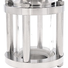 Sanitaire verre de viséur droit, inox, Clamp C-C, court | DN50 (collier 64mm)