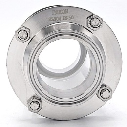 Sanitaire verre de viséur droit, inox, Clamp C-C, court | DN50 (collier 64mm)