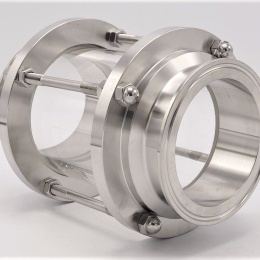 Sanitaire verre de viséur droit, inox, Clamp C-C, longue DN80