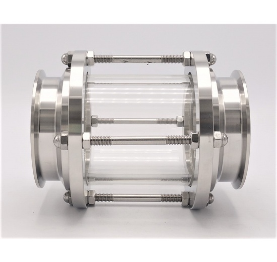 Sanitaire verre de viséur droit, inox, Clamp C-C, longue DN80