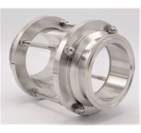 Sanitaire verre de viséur droit, inox, Clamp C-C, longue DN80