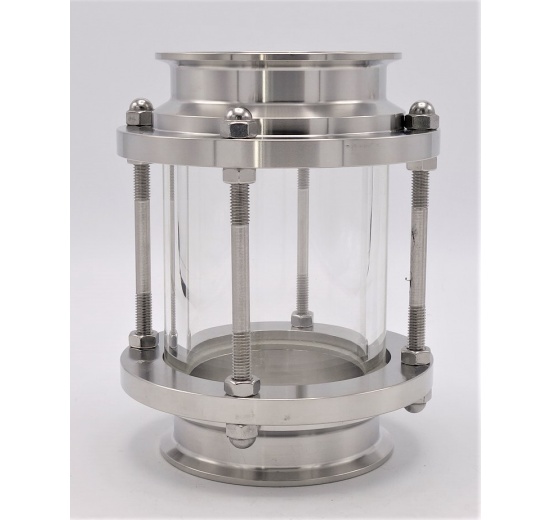 Sanitaire verre de viséur droit, inox, Clamp C-C, longue DN80