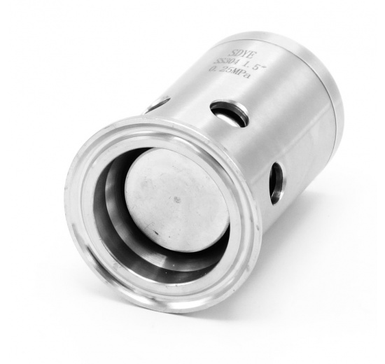 Soupape de sécurité 0-2,5 bar Connexion CLAMP 50,5 mm, acier inoxydable AISI 304