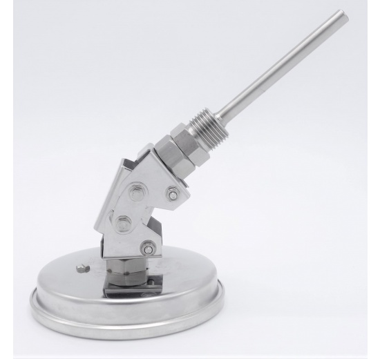 Thermomètres bimétalliques en acier inoxydable, tige d'immersion de réservoir, connexion angulaire