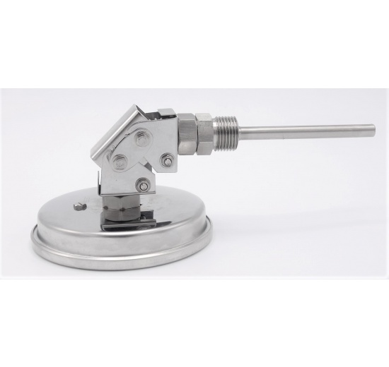 Thermomètres bimétalliques en acier inoxydable, tige d'immersion de réservoir, connexion angulaire