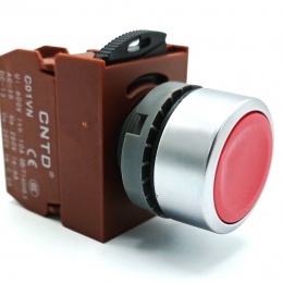Tlačítko neprosvětlené - červené, 1x NC kontakt