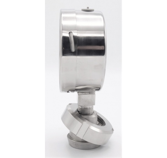 Tlakoměr s oddělovací membránou, potravinářské šroubení DIN 11851, číselník 100 mm,matice DN40| 0-10 bar