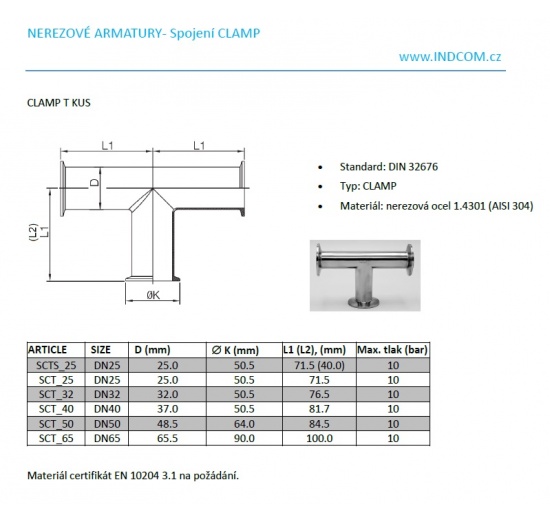 Tri CLAMP equal tee | DN50 (K64)