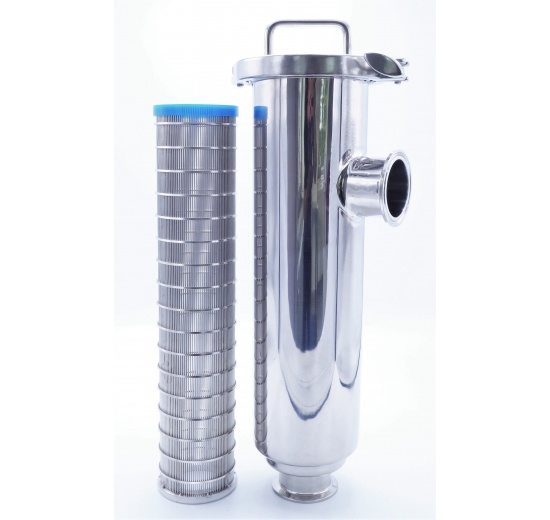 trubkový mladinový filtr DN 50 a filtrační štěrbinové síto (průlina 0,55 mm)