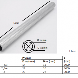 Tube de câblage en acier, galvanisé tube 1,2" - longueur 3 m