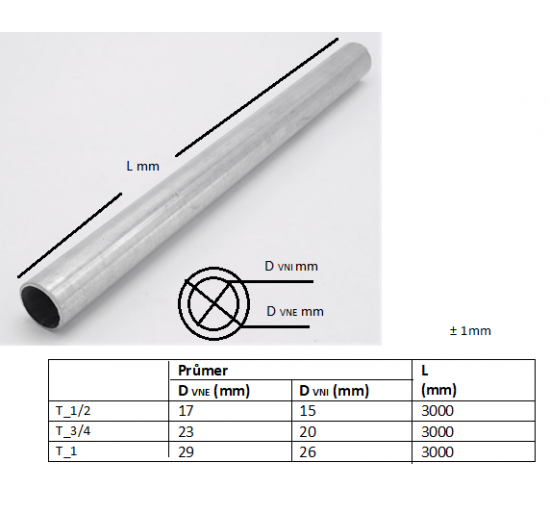 Tube de câblage en acier, galvanisé tube 1,2" - longueur 3 m