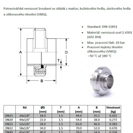 Tubulure conique à souder DIN11851 | DN20