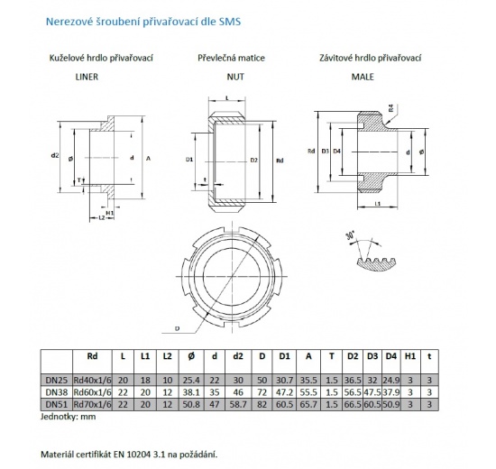 Tubulure filetée à souder SMS DN25