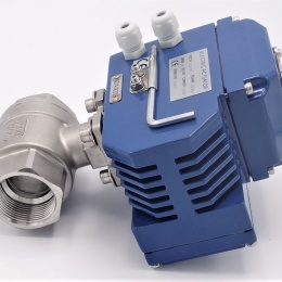 Vanne à bille inox en deux pièces avec dispositif d'asservissement