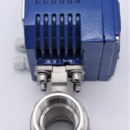 Vanne à bille inox en deux pièces avec dispositif d'asservissement