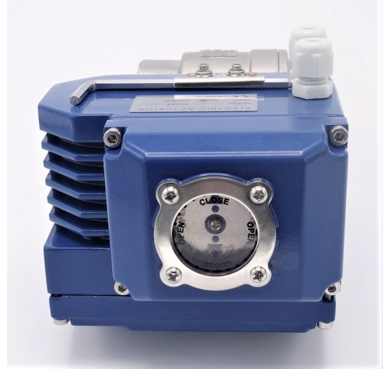 Vanne à bille inox en deux pièces avec dispositif d'asservissement