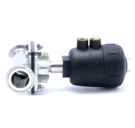 Vanne à membrane, commande: actionneur pneumatique, raccordement: CLAMP