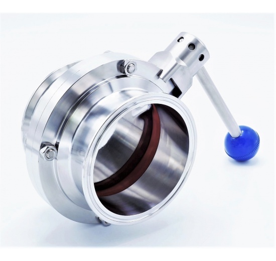 Vanne papillon, en inox, type CLAMP C-C DN100 (K119)