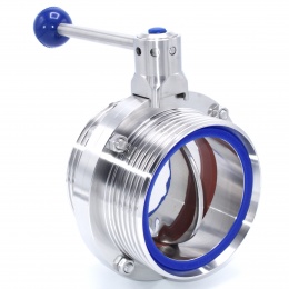 Vanne papillon filetées, en inox, DIN mâles G-G | DN100