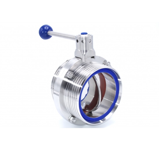 Vanne papillon filetées, en inox, DIN mâles G-G | DN100