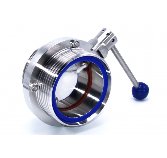 Vanne papillon filetées, en inox, DIN mâles G-G | DN100