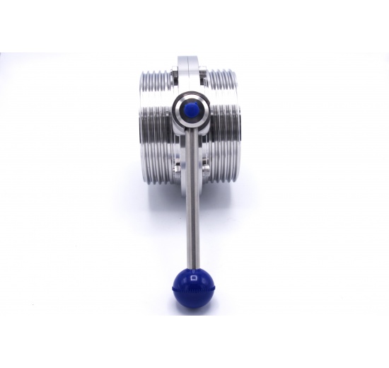 Vanne papillon filetées, en inox, DIN mâles G-G | DN100