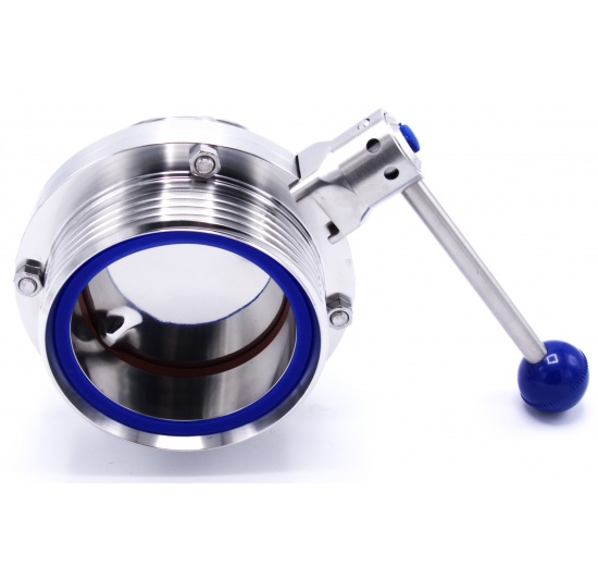 Vanne papillon filetées, en inox, DIN mâles G-G | DN100