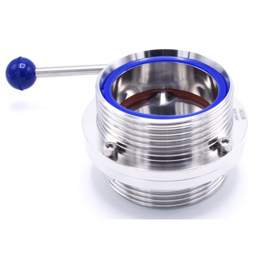 Vanne papillon filetées, en inox, DIN mâles G-G | DN100