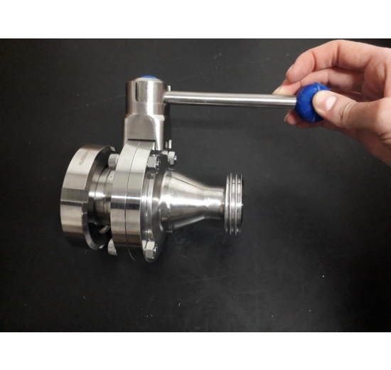 vanne papillon sur mesure avec union sanitaire Mâle/Femelle