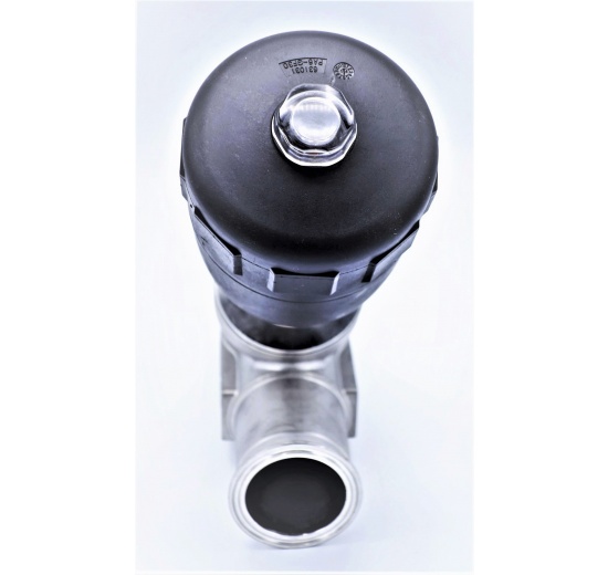 Vanne pneumatique à siège incliné - 45°, Clamp DN50 fileté G 1/4"