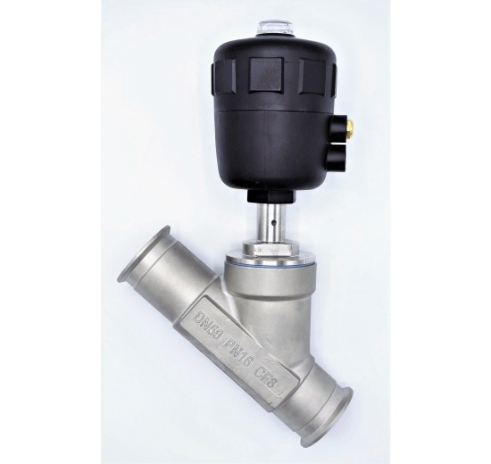 Vanne pneumatique à siège incliné - 45°, CLAMP DN50