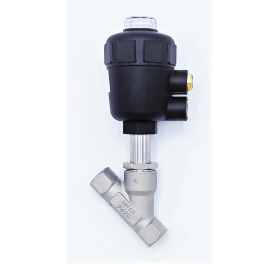 Vanne pneumatique avec le siège incliné-45° DN15 Joint PPL
