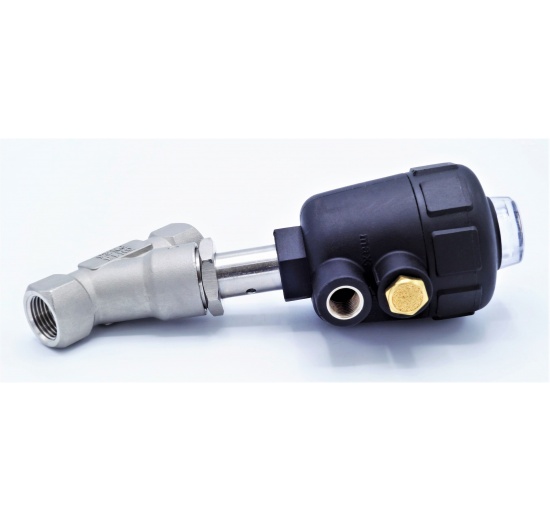 Vanne pneumatique avec le siège incliné-45°| G-filetage 1/2" Joint PPL