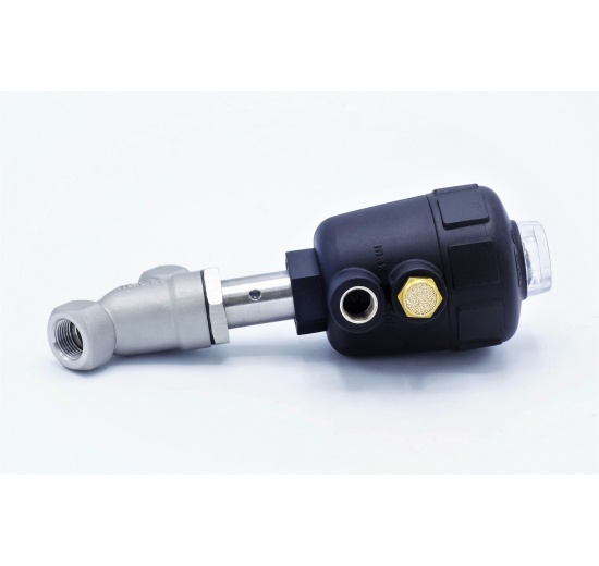 Vanne pneumatique avec le siège incliné-45°