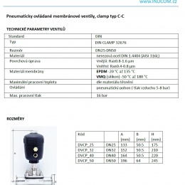 Vannes à membrane à commande pneumatique, clamp type C-C