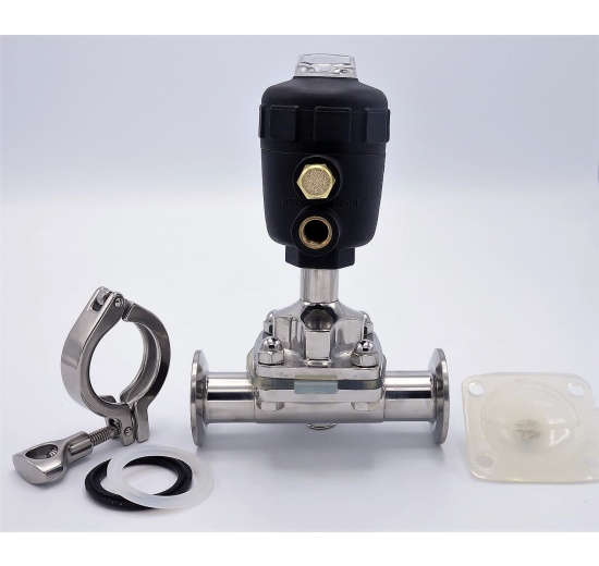 Vannes à membrane à commande pneumatique, clamp type C-C