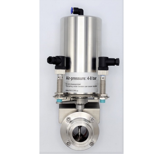 Vannes papillon pneumatiques, en inox, tri CLAMP | DN40